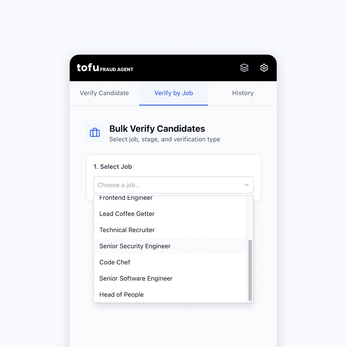 One-click applicant verification