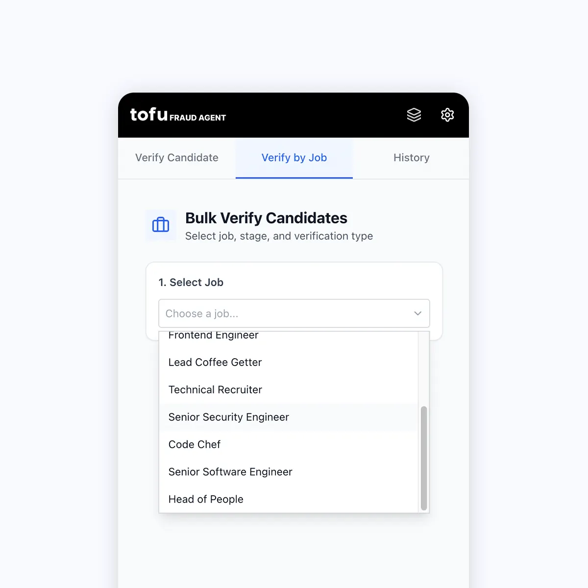 One-click applicant verification